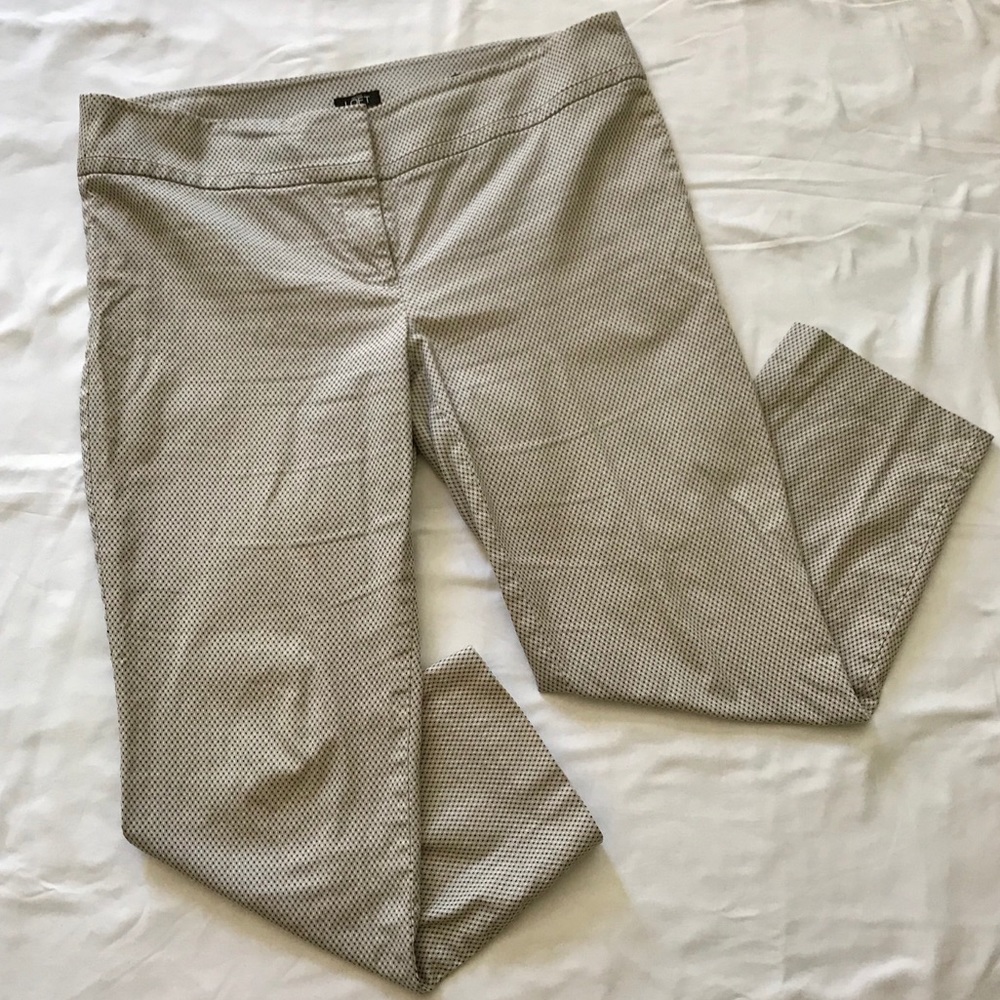 Loft ankle pants, grey w/white & black dots, sz 14